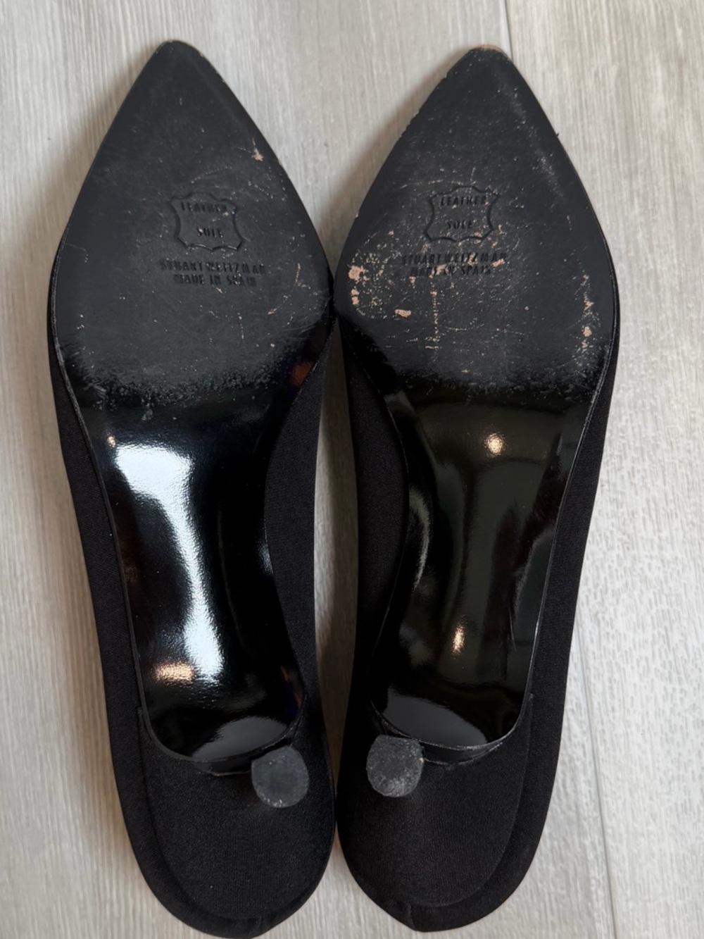 Stuart Weitzman Women’s Black Satin Rhinestone Trim Kitten Heels Size 8 - Picture 6 of 7